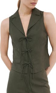 MANGO Tie Front Vest