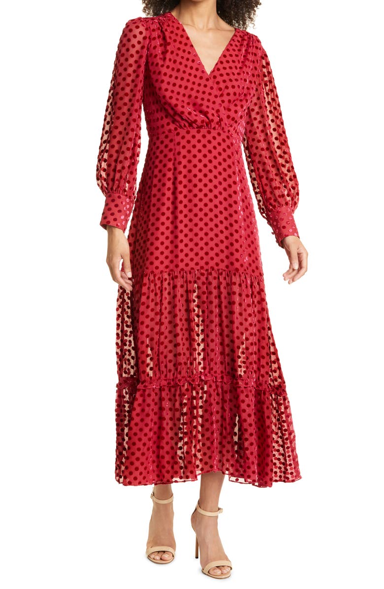 RIXO Elsie Silk Blend Long Sleeve Dress, Main, color, 
