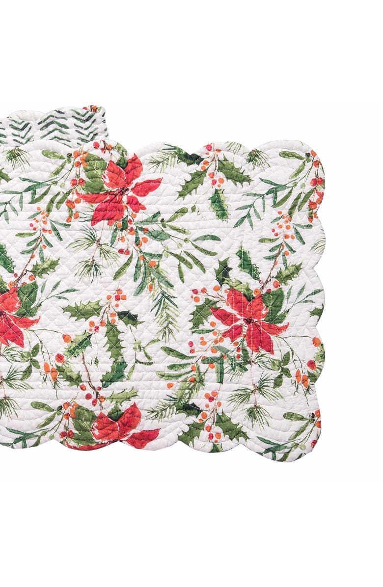 C&F Home Silvia Poinsettia Table Runner 14" x 51", Alternate, color, Red