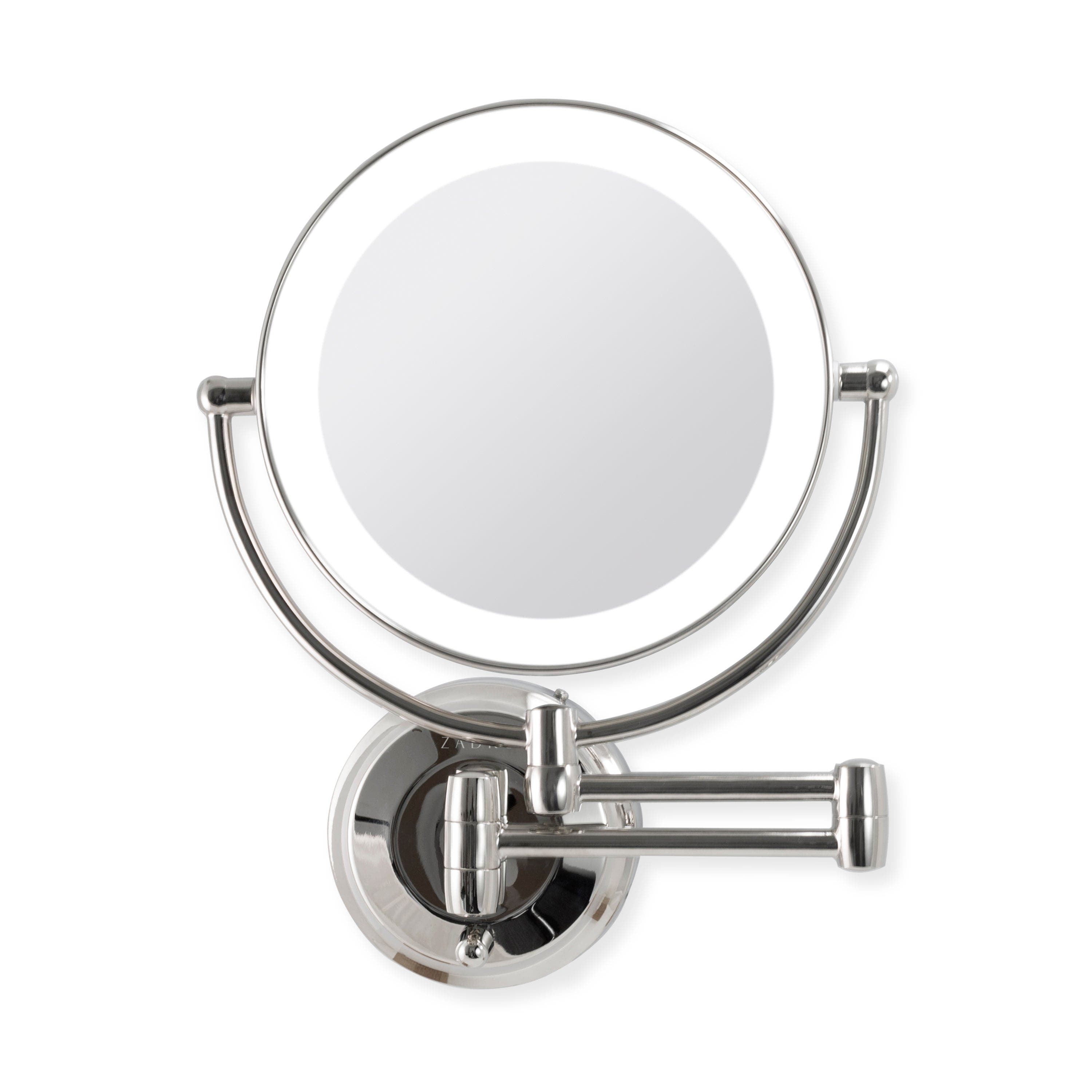Zadro Lighted Wall Mounted Makeup Mirror with 5X/1X Magnification & Extendable Arm in Chrome 