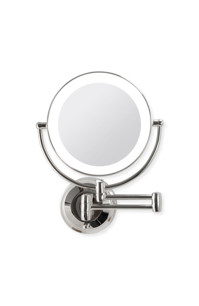 Zadro Lighted Wall Mounted Makeup Mirror with 5X/1X Magnification & Extendable Arm, Main, color, Chrome