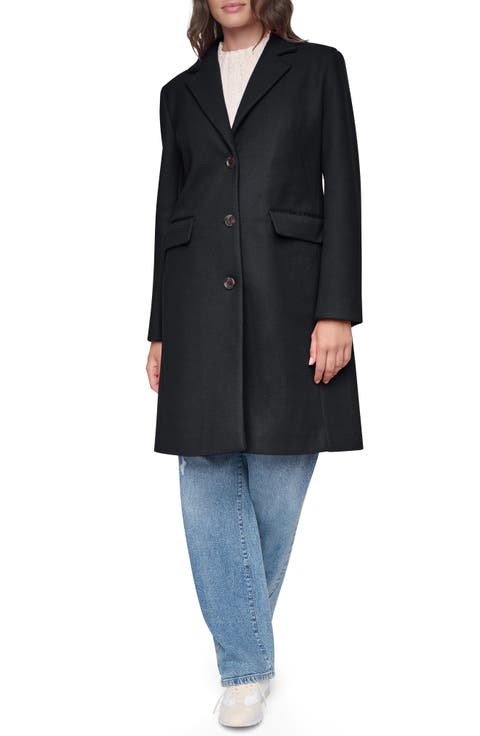 Single Breasted Wool Blend Coat