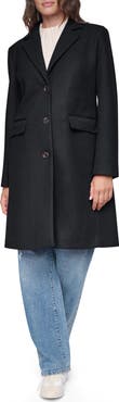 DKNY Single Breasted Wool Blend Coat