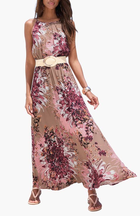 Women's High Neck Sleeveless Maxi Dress