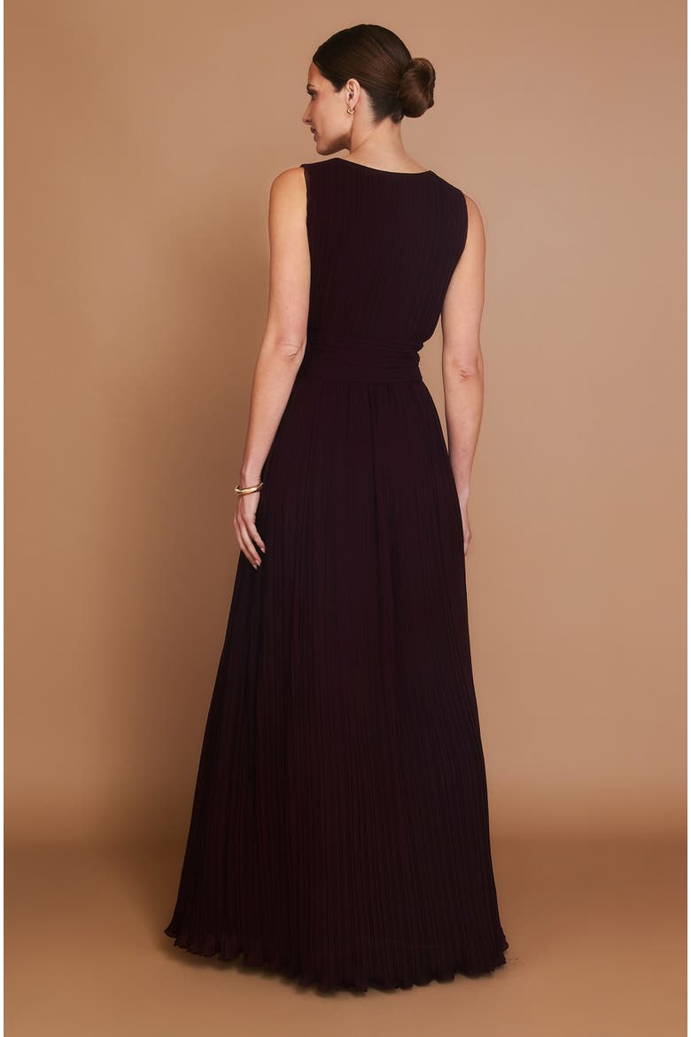 Pleated Plunge Maxi Dress, Alternate, color, Wine