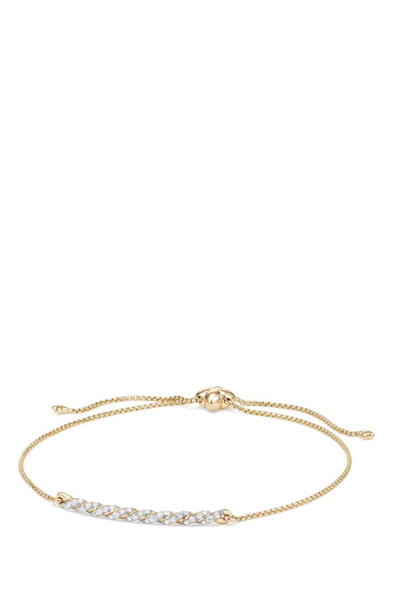 David Yurman Paveflex Station Bracelet with Diamonds in 18K Gold, Main, color, 