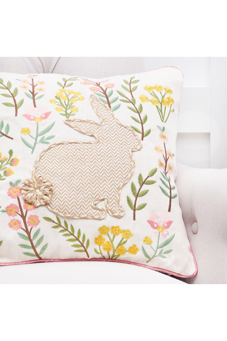Garden Easter Bunny Rabbit Flowers Accent Throw Pillow 16" x 16", Alternate, color, Brown
