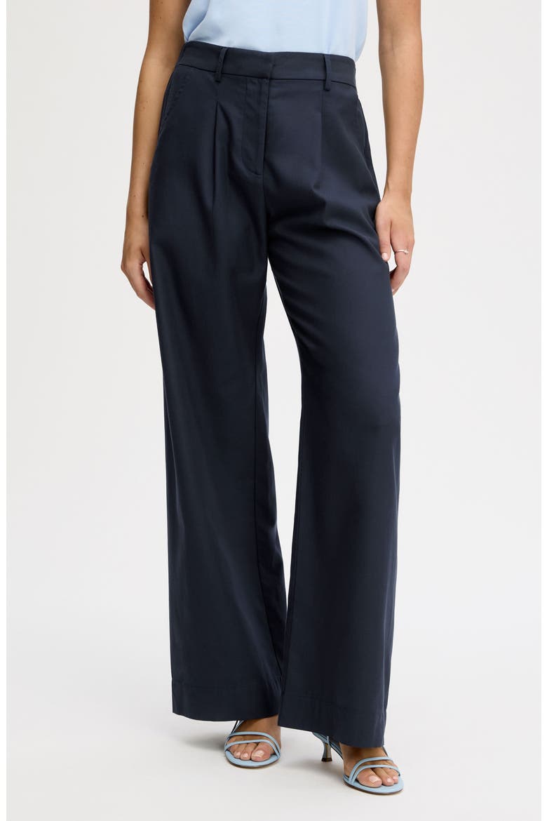 Relaxed Wide Leg Twill Pants, Main, color, NAVY