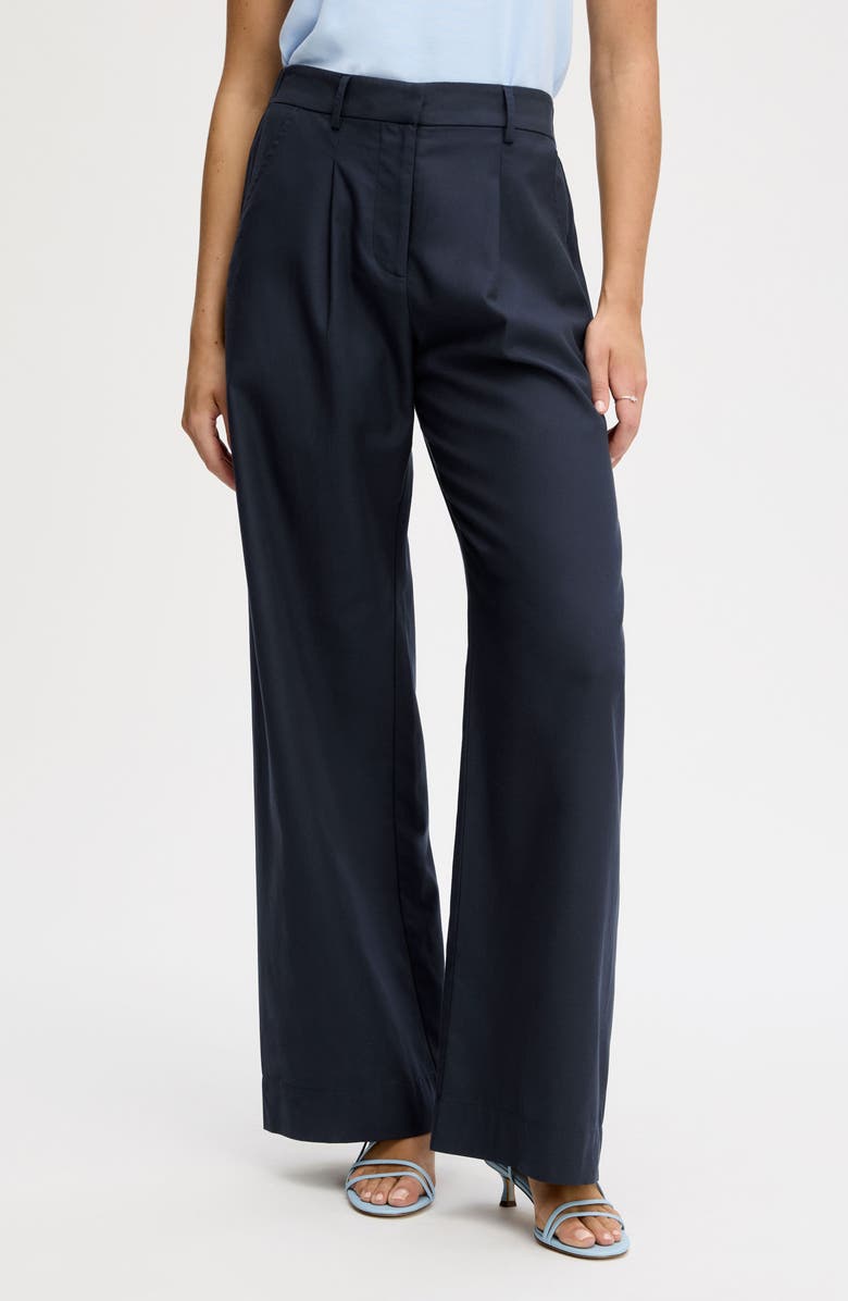 Sam Edelman Relaxed Wide Leg Twill Pants, Main, color, Navy