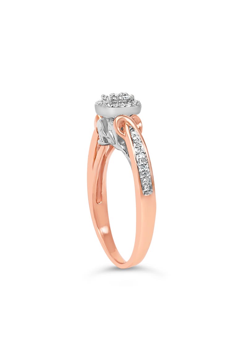 14K Rose Gold Plated Sterling Silver 1/6 Cttw Diamond Knot Cluster Ring, Alternate, color, White Gold over Silver