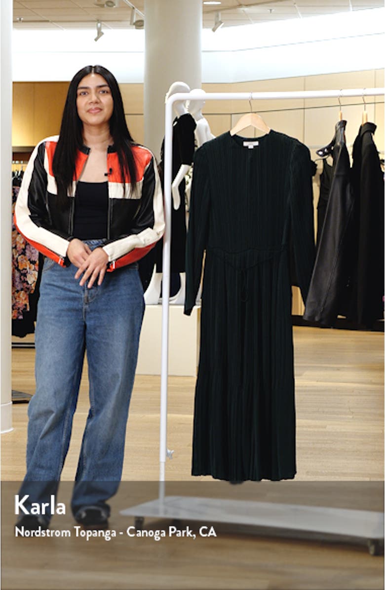 Variegated Pleat Long Sleeve Midi Dress, sales video thumbnail
