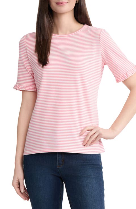 Ruffle Elbow Sleeve T-Shirt (Regular & Petite)
