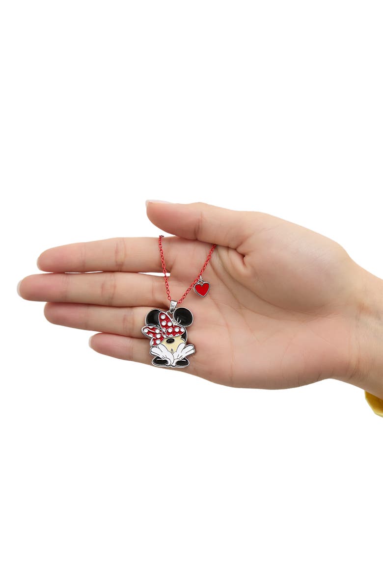 Disney Minnie Mouse and Mickey Heart Necklace, Alternate, color, Red/Black