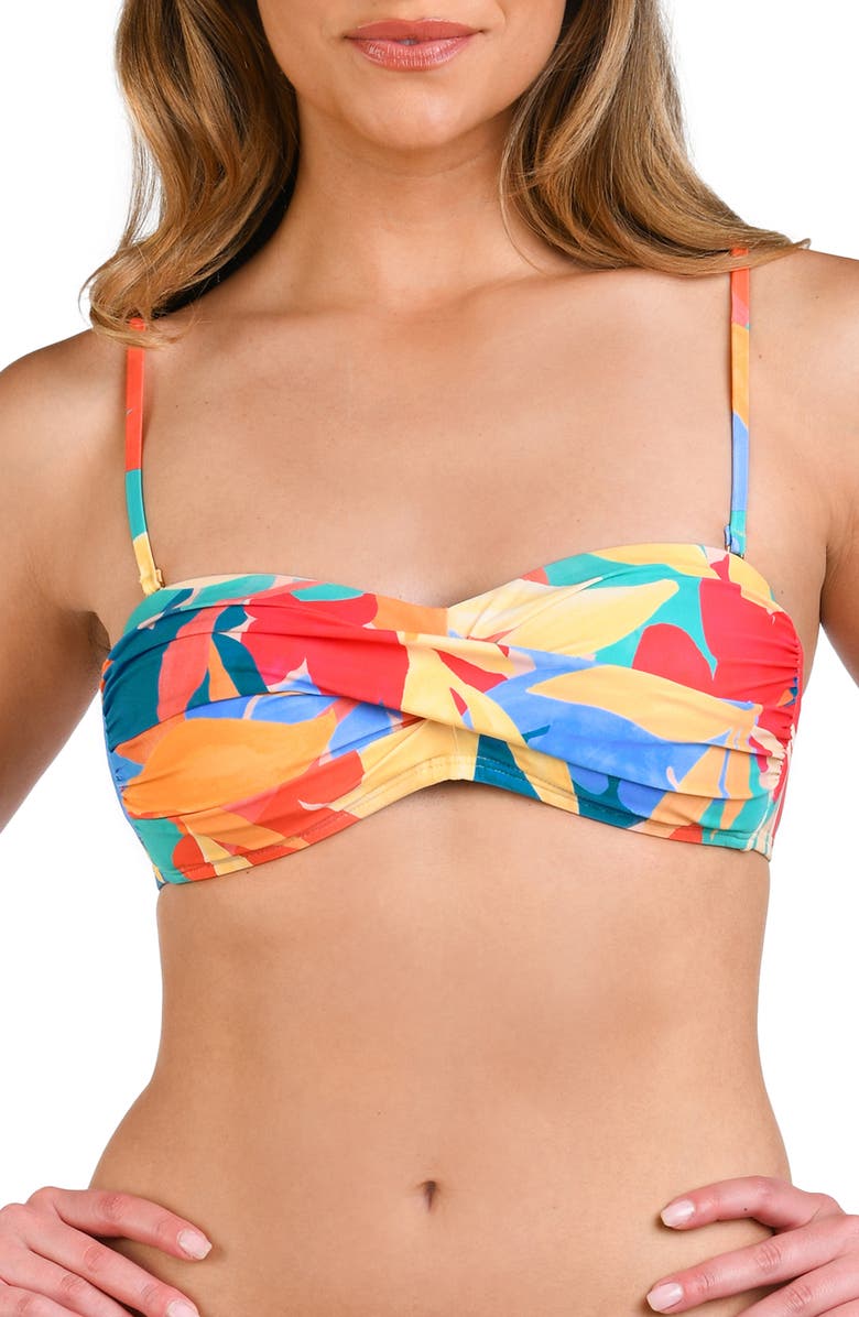 La Blanca Fantasy Resort Twist Bandeau Bikini Top, Alternate, color, Multi