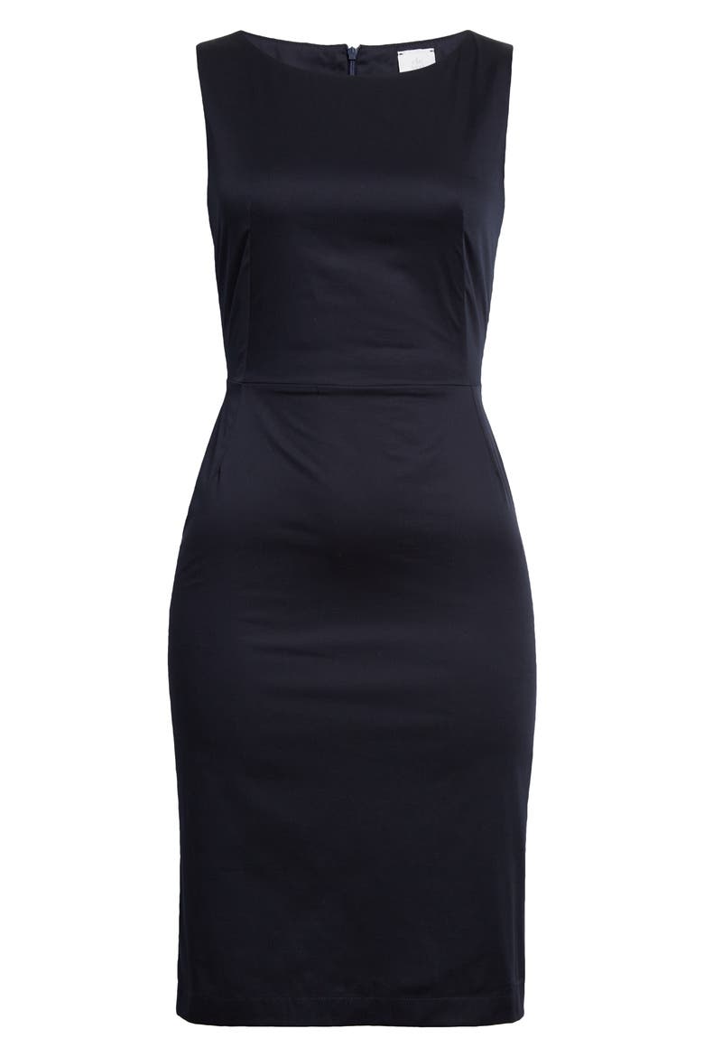 Sleeveless Stretch Cotton Sheath Dress, Main, color, BLUE