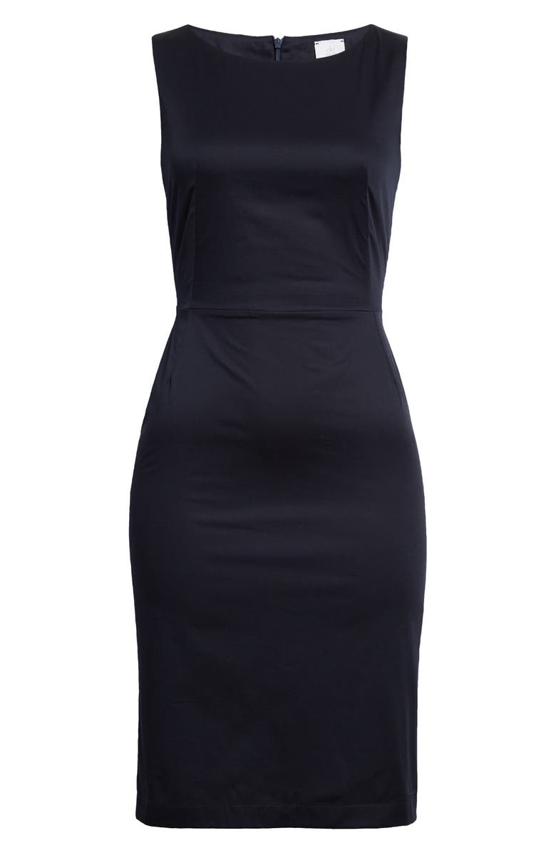 Eleventy Sleeveless Stretch Cotton Sheath Dress, Main, color, Blue