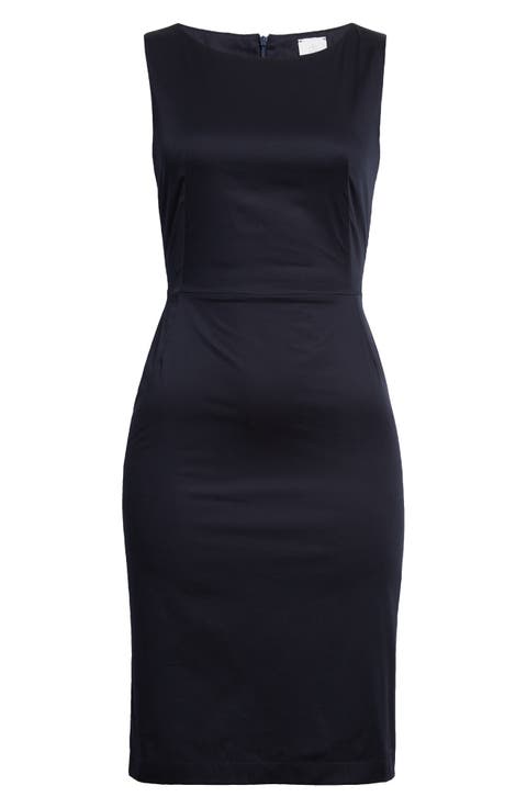 Sleeveless Stretch Cotton Sheath Dress