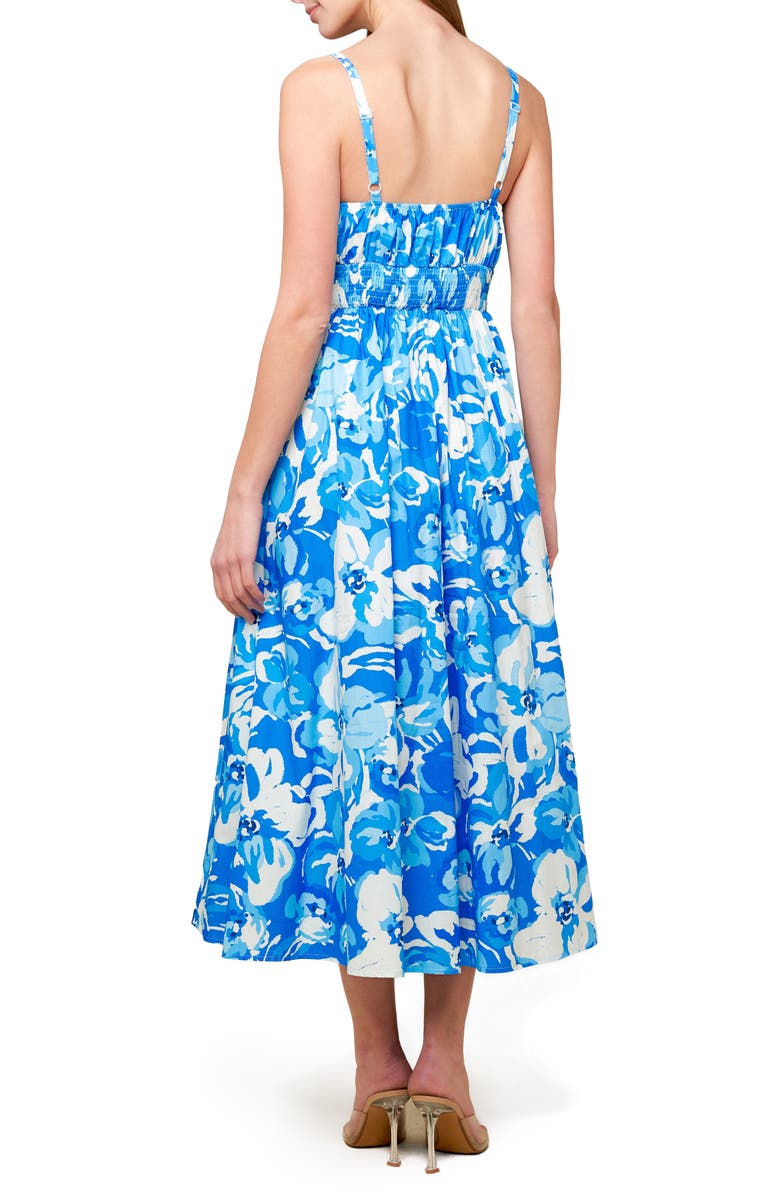 FLYING TOMATO Floral Knotted Front A-Line Sundress, Alternate, color, Ivory Blue