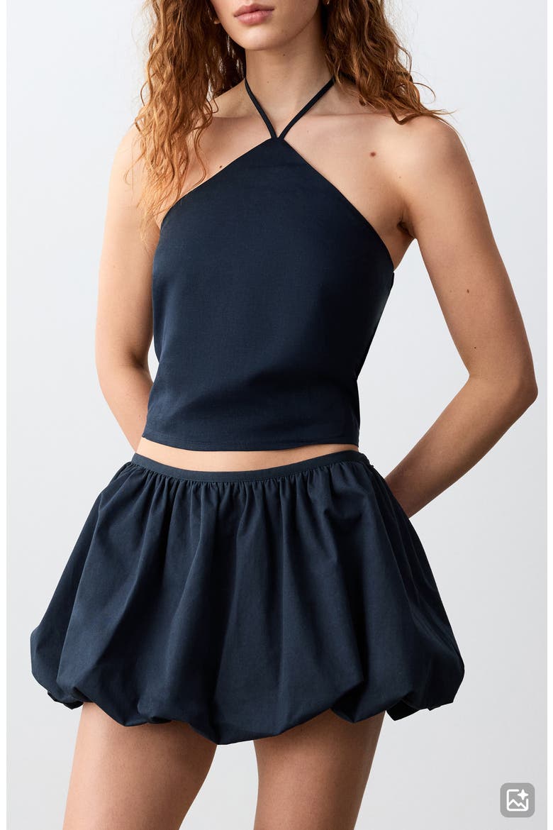 Tie Neck Crop Halter Top, Main, color, NAVY