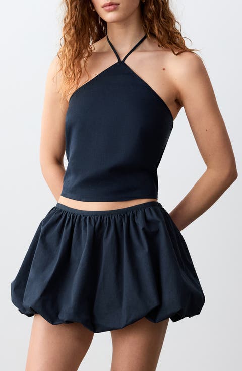 Tie Neck Crop Halter Top