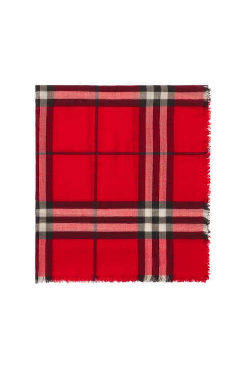 Wide Check Wool Scarf