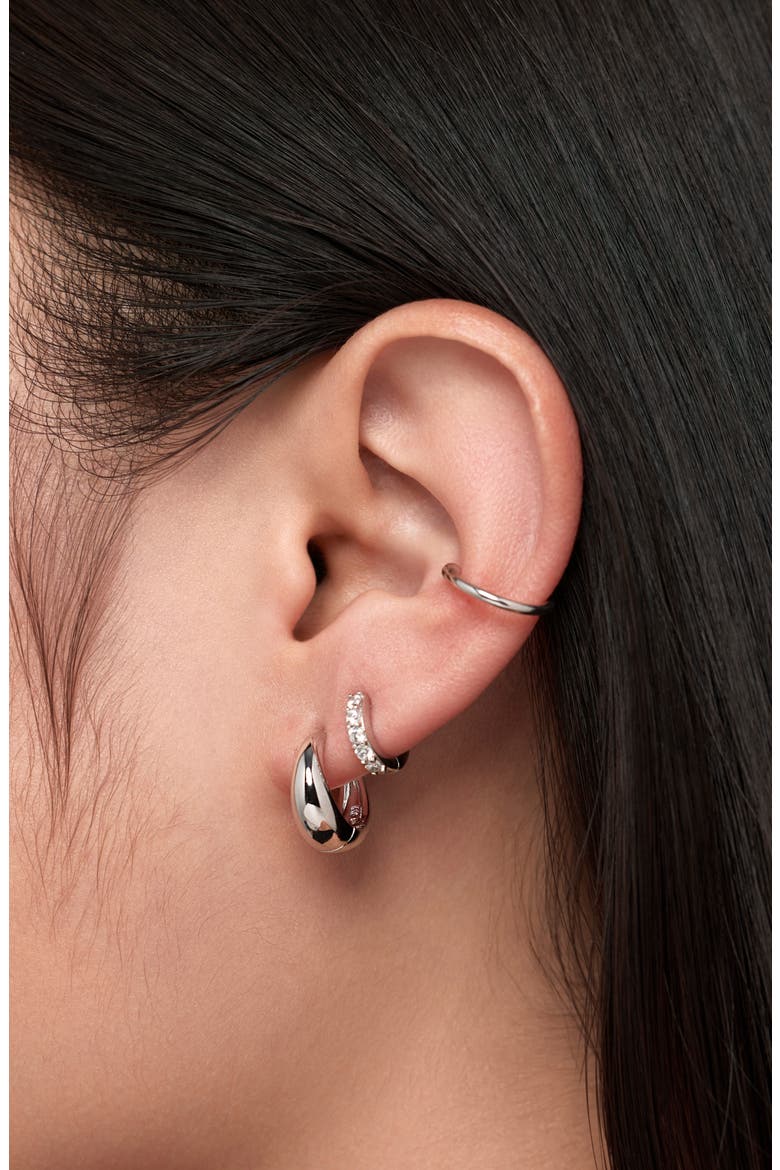 Nate Teardrop Hoop Earrings, Alternate, color, SILVER