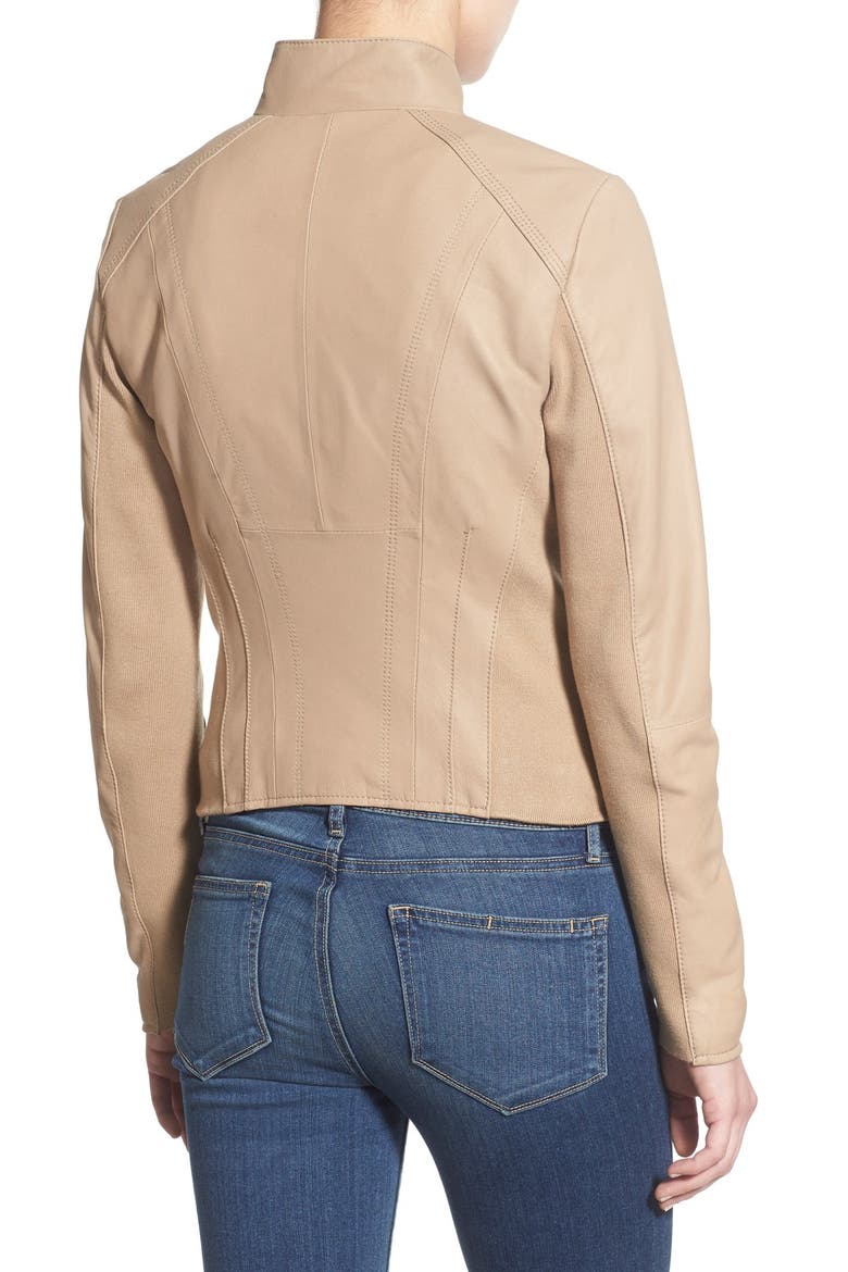 Marc New York by Andrew Marc Felix Stand Collar Leather Jacket, Alternate, color, KHAKI