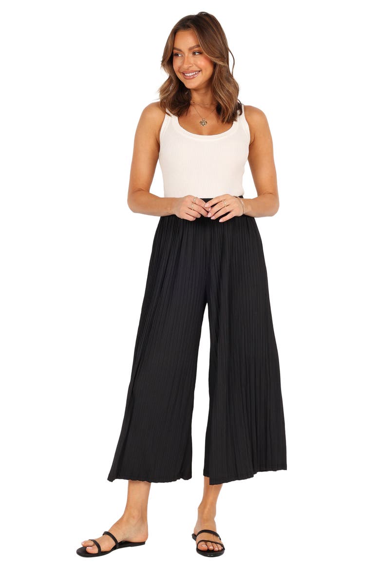 Cher High Waist Pleat Wide Leg Pants, Alternate, color, BLACK