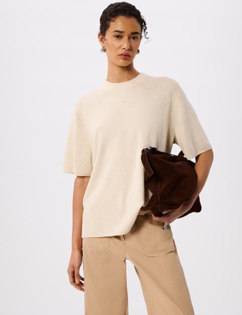 Draped Fine Knit T-Shirt