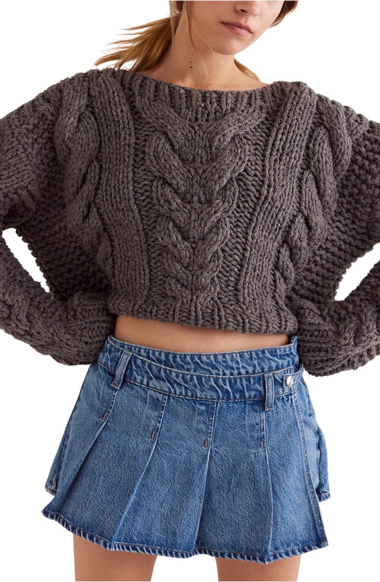 Free People Stephie Denim Skort, Alternate, color, Bella Blue