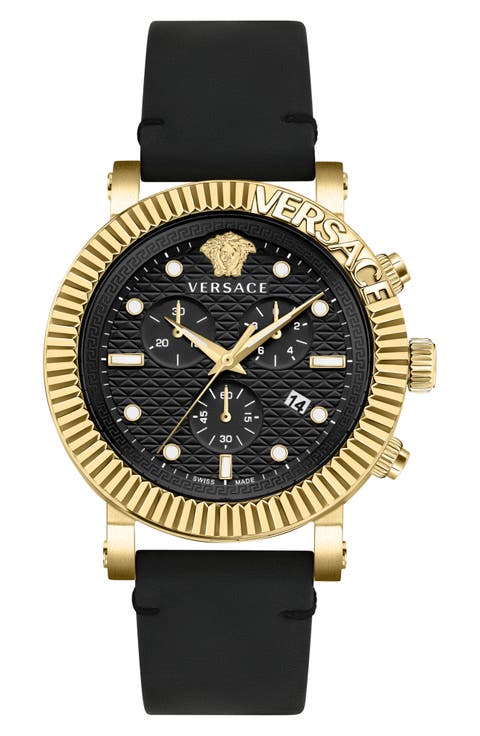 V-Chrono Classic Leather Strap Watch, 45mm