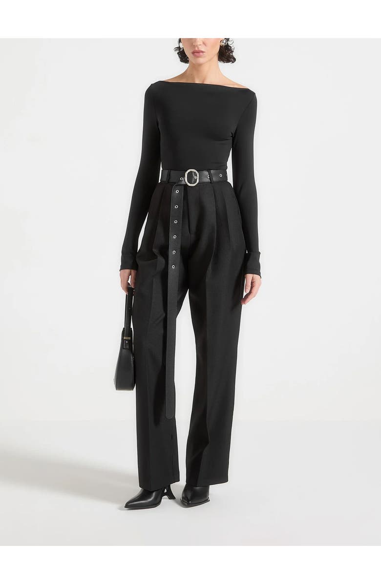 Manière De Voir Suzanne Tailored Trousers with Oversized Belt and Ankle Ties, Alternate, color, Black