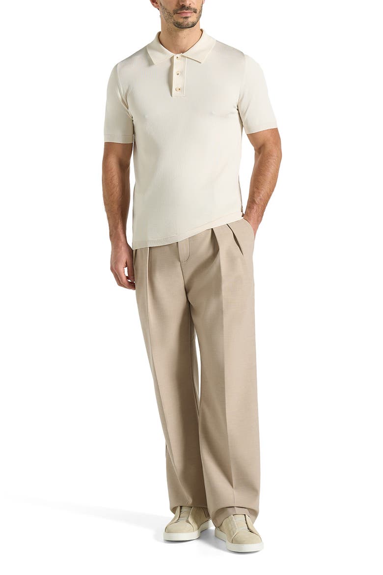 Bryn Luxe Knitted Polo Top, Main, color, Cream