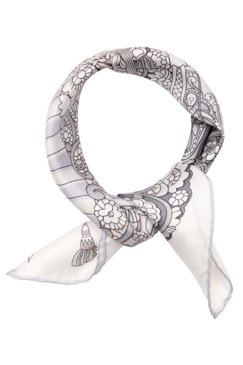 Venetian Fan - Silk Bandana, Alternate, color, Silver