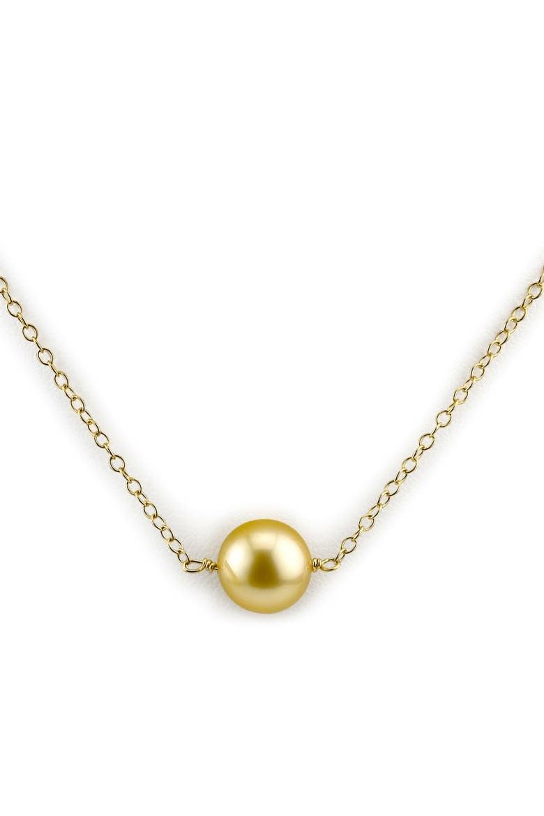 Golden Round Solitaire 14K Pearl Necklace, Main, color, Golden Pearl