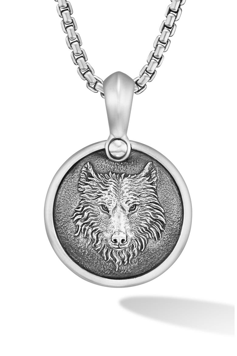 Men's Petrvs® Wolf Amulet Enhancer, Main, color, STERLING SILVER