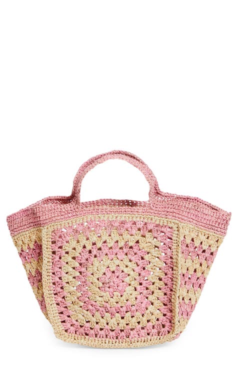 Pink straw bag sale