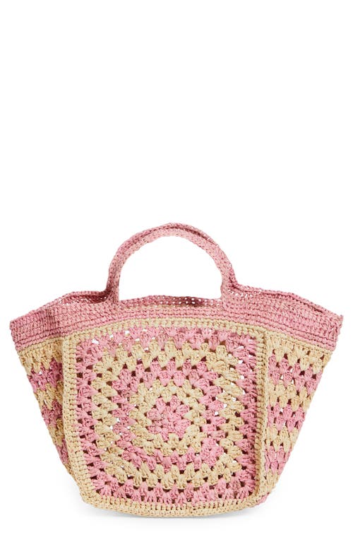 EILAF Howdah Crochet Raffia Tote in Pink 