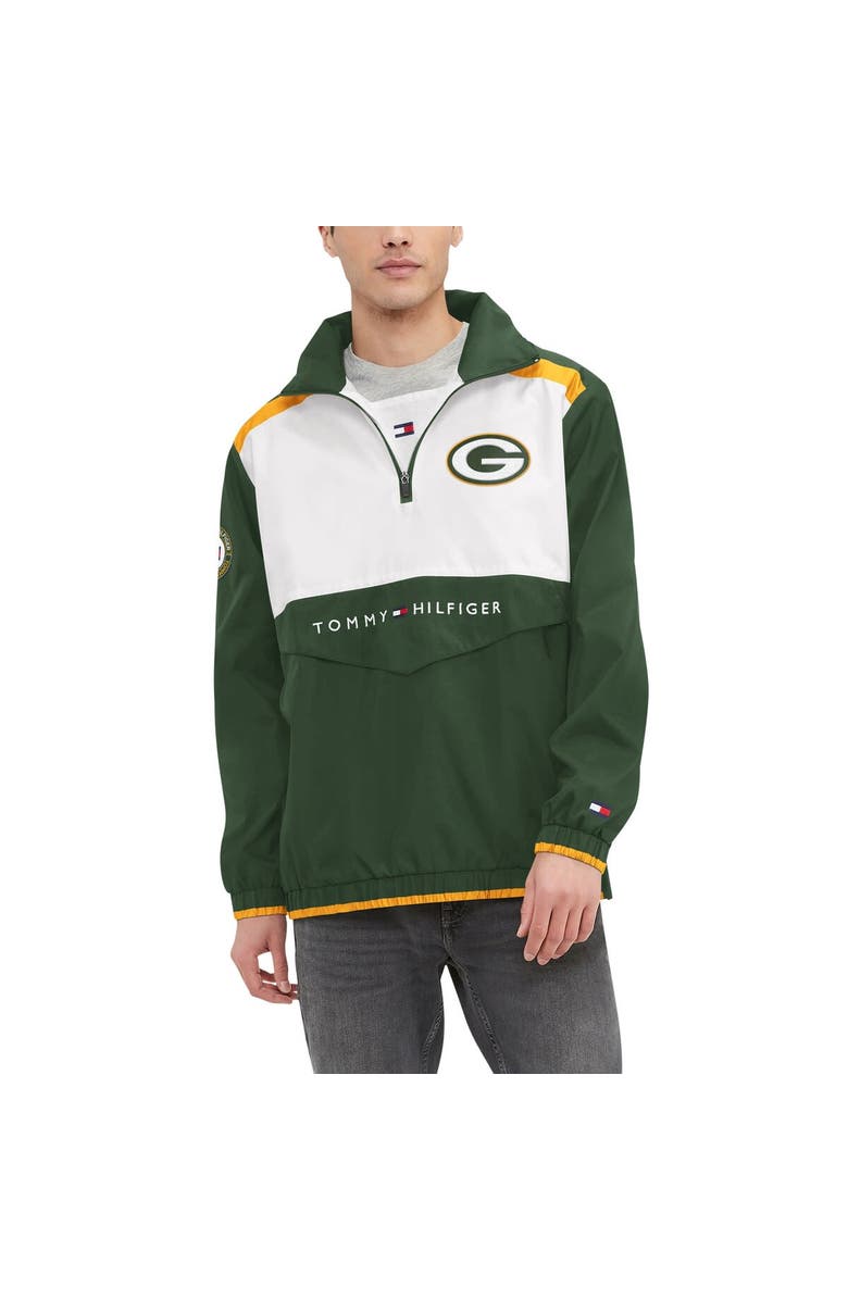 Tommy Hilfiger Men's Tommy Hilfiger Green/White Green Bay Packers Carter Half-Zip Hooded Top, Main, color, Green