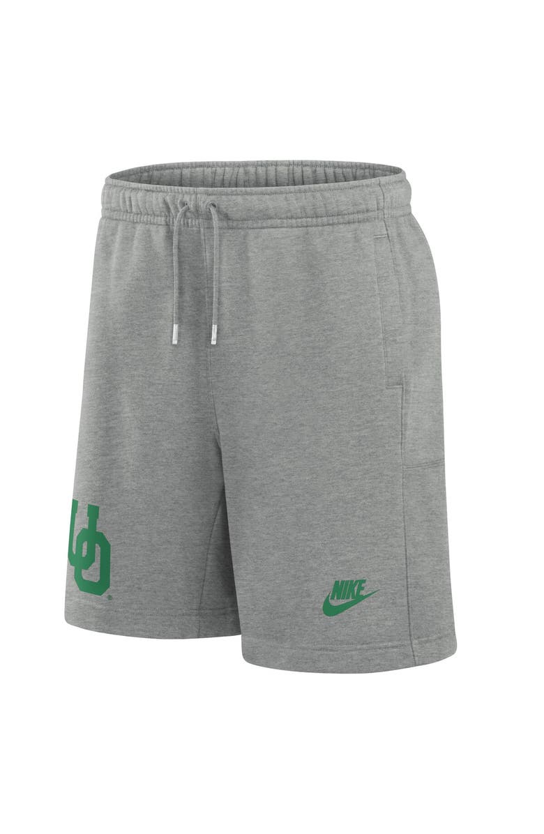 Nike Men's Nike Heather Gray Oregon Ducks Legacy Essential Fleece Shorts, Alternate, color, 