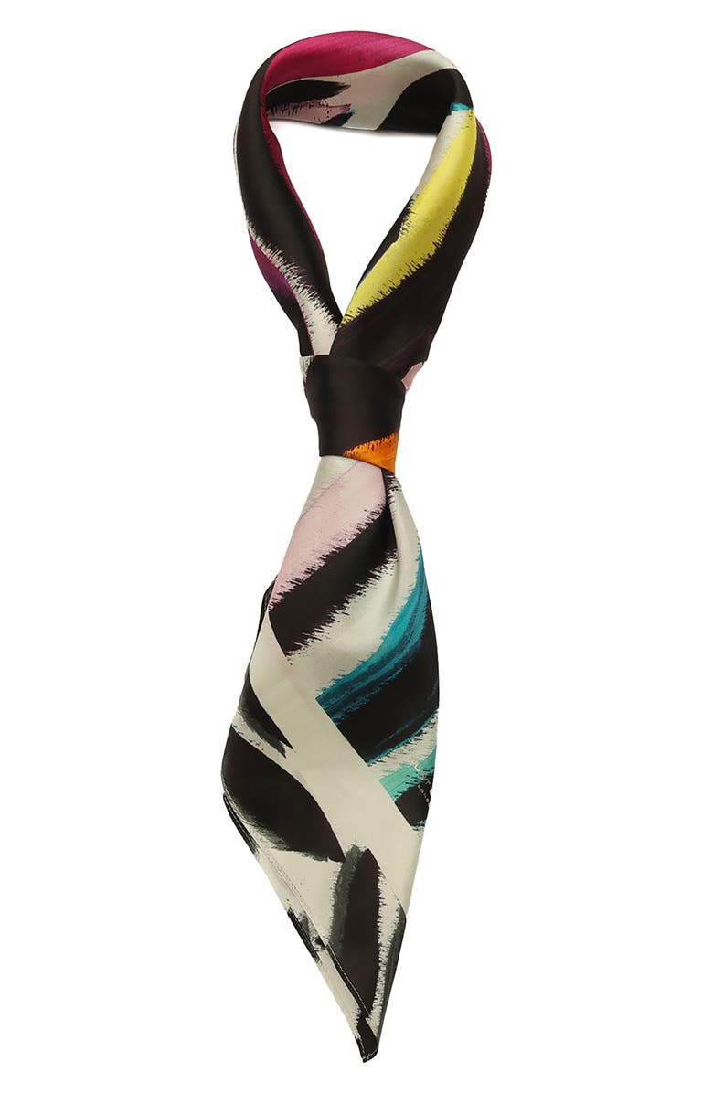Kurt Geiger London Rainbow Zebra Silk Square Scarf, Alternate, color, White/ Rainbow