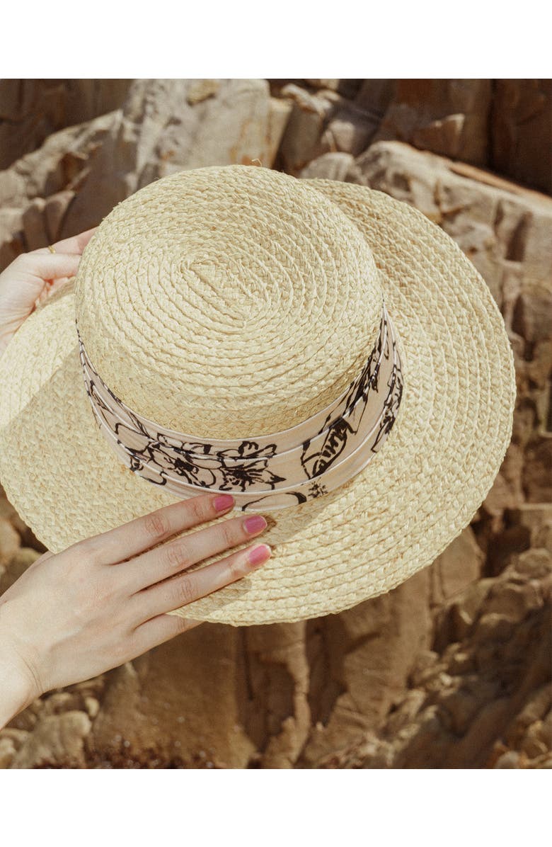 Lost Pattern "La Isla" Straw Hat with Ribbon Band, Alternate, color, Cream