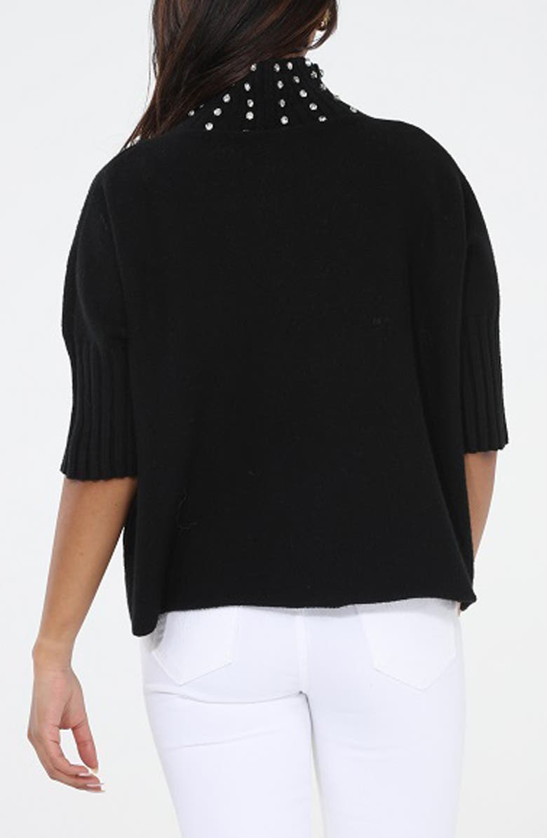 RAIN AND ROSE Crystal Embellished Turtleneck Sweater, Alternate, color, Black