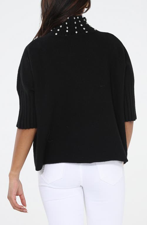 Rain And Rose Crystal Embellished Turtleneck Sweater In Black