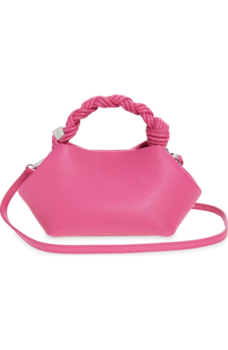 Ganni Small Bou Grained Faux Leather Top Handle Bag, Alternate, color, Cabaret