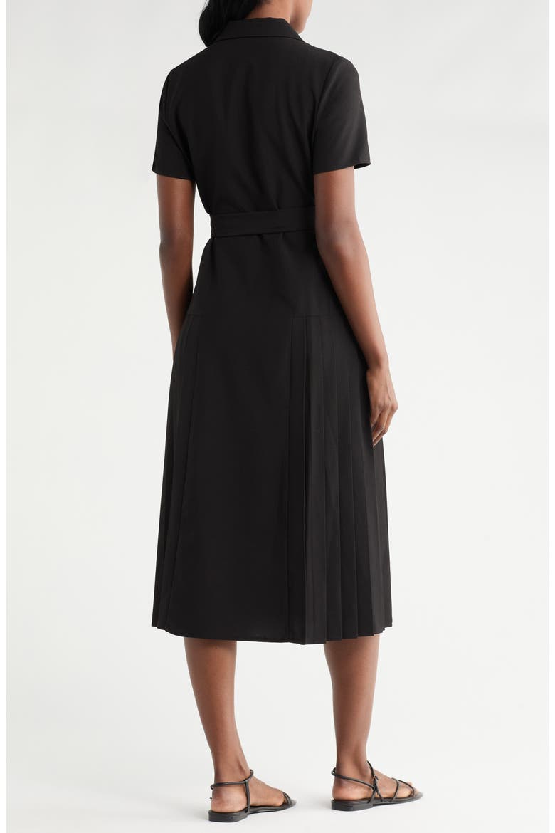 Pleated A-Line Shirtdress, Alternate, color, VERY BLACK