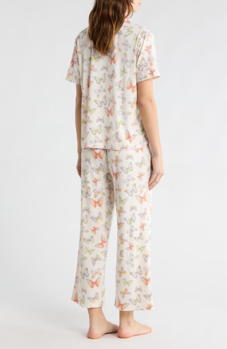Honeydew Quiet Night Crop Pajamas, Alternate, color, Pearled Butterflies