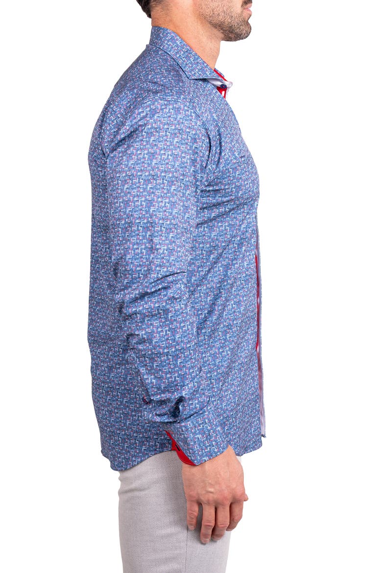 Einstein Stretch Ascension Contemporary Fit Button-Up Shirt, Alternate, color, BLUE