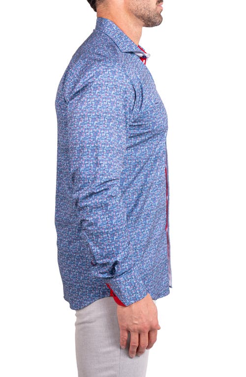 Maceoo Einstein Stretch Ascension Contemporary Fit Button-up Shirt In Blue