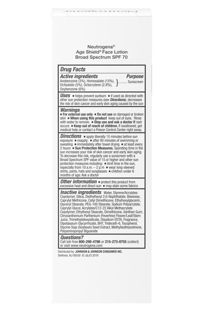 NEUTROGENA Age Shield Anti-Oxidant Face Lotion Sunscreen Broad Spectrum SPF 70, Alternate, color,